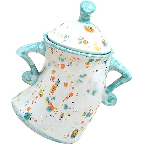 Pot ludique en résine bleu ciel, idéal pour ranger la cuisine ou décorer les fêtes. (1/5)