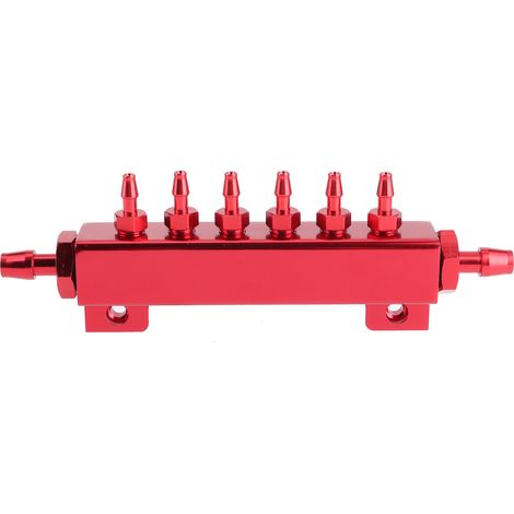 Collecteur d'admission universel 6 ports avec kit vide, turbo boost, wastegate, carburant essence, rouge, pour moteur performance. (1/5)