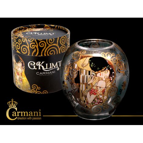 Candelabro decorativo in vetro con scritta "Bacio di Gustav Klimt", idea regalo. (1/2)