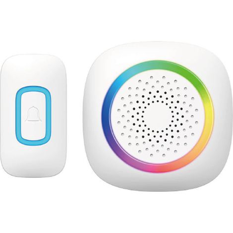 Timbre inalámbrico, impermeable IP66, alcance de 400 m, RGB, batería extraíble, timbre inalámbrico para exteriores, 60 melodías y 5 niveles, para hogar, hotel, oficinas, emergencias, etc.