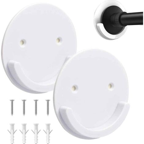 Support De Tringle À Rideau De Douche Universel Adhésif Et Vis 2 Pièces Pour Salle De Bain Chambre Balcon (1/5)