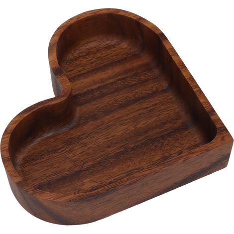 Obstteller aus Walnussholz, glatte, strukturierte, elegante Servierplatte aus Holz für Snacks, Obst, Nüsse, Küchenutensilien, Herzform, 14,5 x 14,5 cm (1/5)