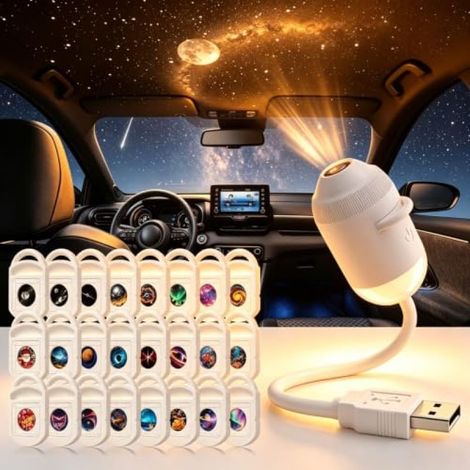 Irovami Projecteur galaxie 2-en-1 – 360°, 24 films, USB, étoiles HD, chambre/fête (1/5)