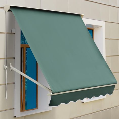 Toldo Manual Retráctil de Aluminio Toldo para Exterior Toldo de Balcón Ángulo Ajustable Impermeable Anti-UV Tela de Poliéster 180x70cm Verde (1/5)