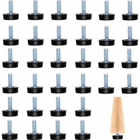 32 Pieces Feet of Furniture Adjustable Feet to Screw Feet of Leveling of Furniture Feet Threaded M8 Feet of Leveling for Feet of Furniture Chair Table Black M825 mm (1/5)