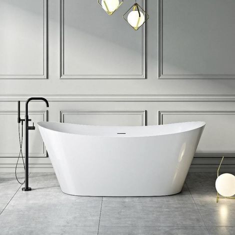 Baignoire îlot design ovale PALMA blanche 170 cm Brillant (1/5)