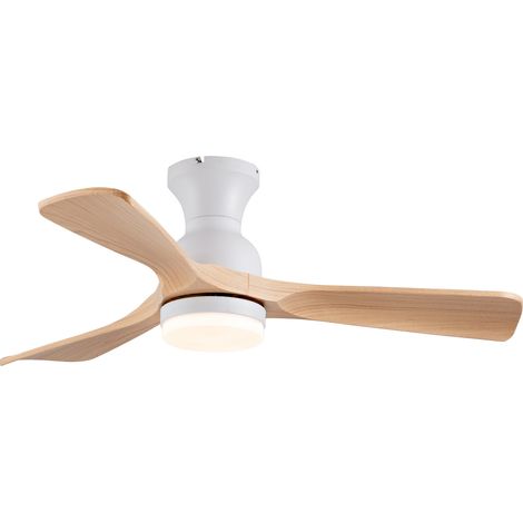 Ventilador de techo con luz LED 42" blanco y natural, 3 aspas ABS, motor DC (1/4)