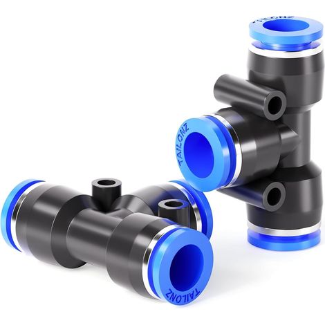 Raccords en T en plastique de 10mm OD Push to Connect 3 Ways Tube Connect Push Fit Push Lock PE-10 (Pack de 10) (1/5)