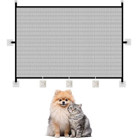 Barriere Chat, Barriere de Securite Chiot, Barriere de Securite Enfant, sans perçage, Protection d'escalier, Grille de Protection, Grille d'escalier, 110 x 72 cm (1/5)
