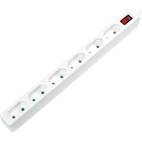 Regleta LogiLink de 6 tomas Euro CEE 7/16, 1,5 m, blanca, delgada, práctica y siempre a mano. (1/2)