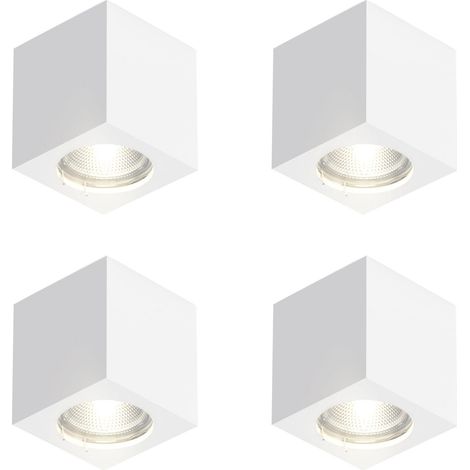 Aufbaustrahler GU10 GBLY 4er Aufbauspot weiß : Aufbauleuchte eckig Deckenspots Spots Deckenleuchte Aufputz aus Gips Modern klein Deckenlampe Max.40W für Wohnzimmer Esszimmer Flur - Ohne Leuchtmittel