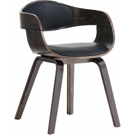 Chaise de salle à manger design scandinave en PVC noir et structure en bois gris 100001912 (1/5)