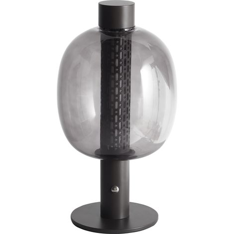 Lámpara de mesa moderna de aluminio LED para interior con pantalla de vidrio inalámbrica negro Pulangi (1/5)