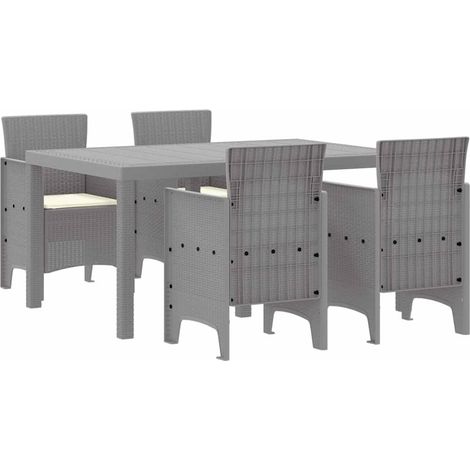 Maison Exclusive - Set da Pranzo per Giardino 5 pz Grigio chiaro Rattan Polt (1/5)