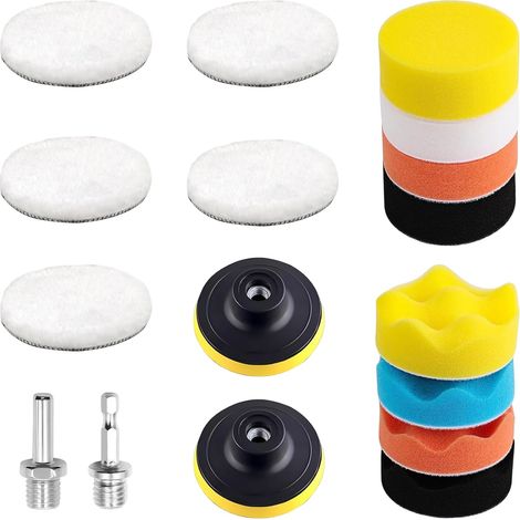 17-teiliges Polierpad, Auto-Polierschwamm, 80-mm-Polierscheibe, Polierschwamm-Set, mit Bohradapter, zum Polieren und Wachsen von Autos