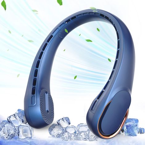Ventilatore da collo ricaricabile tramite USB, batteria da 4000 mAh, 3 velocità, raffreddamento rapido, ultra silenzioso per casa, ufficio, viaggi e sport. (1/4)