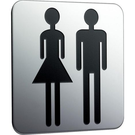Placa de puerta para pegar, Damas y Hombre cromado EMCO