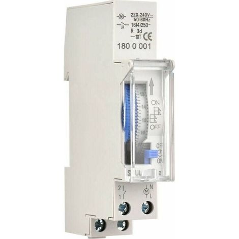 Mechanischer 24-Stunden-Timer, 15-Minuten-Mindesttimer, Schienenmontage, eingebaute Batterie, SUL180a AC220–240 V, Grau – SUL180a AC220–240 V, Grau, TRIMEC (1/4)