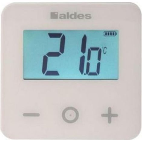 Aldes – Thermostat d'ambiance sans fil – Gestion de chauffage connecté – Communication radio – Touches tactiles – Coloris blanc (1/4)