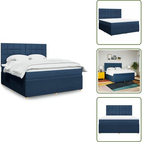 Cama azul - vidaXL Cama box spring con colchón tela azul 180x200 cm - Cama con cabecero ajustable