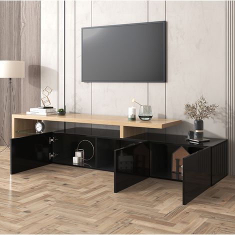 TV Möbel Schrank Aufbewahrung 1975 cm Holz Schwarz HAVRYA (1/5)