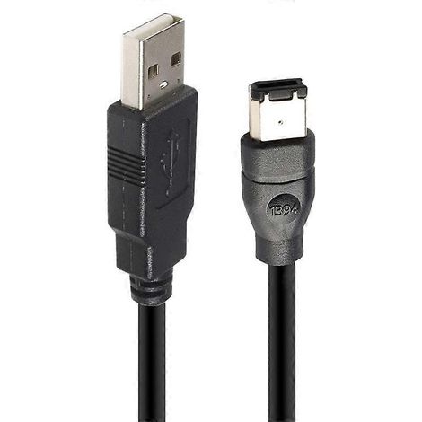 Cavo adattatore convertitore da Firewire IEEE 1394 a 6 pin maschio a USB 2.0 maschio, lunghezza 1,8 m, prodotto da JUNSUNMAY. (1/5)