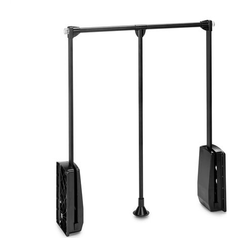 emuca colgador abatible para armario hang, ancho regulable 450-600mm, acero y plástico, pintado negro