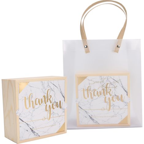 2 Coffrets Cadeaux en Bois pour Mariage, Sachets de Bonbons en PVC de Qualité Supérieure, Accessoires pour Fête d'Anniversaire (1/5)