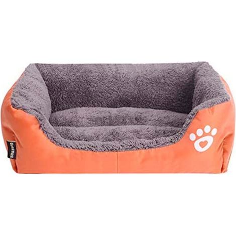 Canapé-lit lavable pour chien. Convient aux chats et aux chiens. Taille S (45 x 35 x 12 cm). Orange. (1/3)