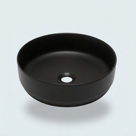 Lavabo cerámico croma round negro mate sobre encimera 39 x 39 x 12 cm de AQUA (1/3)