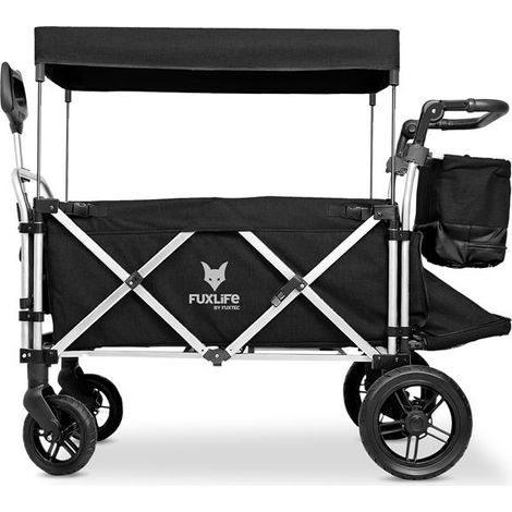 FUXLIFE by FUXTEC Carrello Pieghevole Premium CTL950 Nero • Carrello richiudibile con vano di carico esteso • Tettuccio parasole • Ruote ammortizzate • Portata 75 kg (1/5)