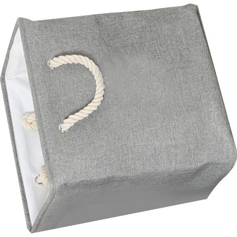Panier de rangement en tissu EVA rigide pliable en coton avec poignée pour ranger jouets et goûters, gris (1/5)