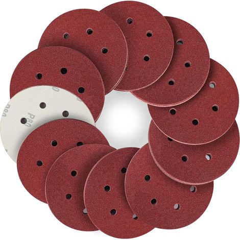 Sanding Discs 150 mm, 6 Holes Sanding Discs, 50 x 6 Inch Sanding Discs, 80 Grit, Hook and Loop Sanding Discs for Sanding/Polishing/Unrolling (1/5)
