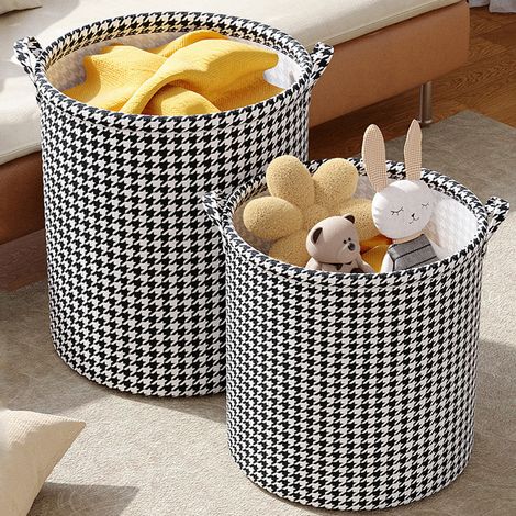 Sacs de protection pliables pour vêtements panier rangement salle bain seau à jouets léger grande capacité chambre dortoir 2pcs (1/5)