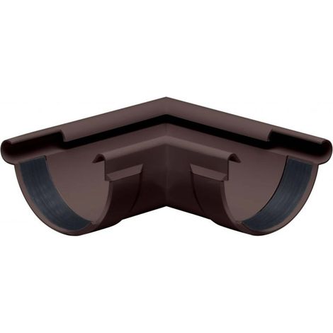 INEFA Rinnenwinkel 90 Grad halbrund Außenwinkel , PVC Wulst außen, Verbindungsstück Dachrinnenzubehör, Made in Germany - NW125 / 125mm Dunkelbraun Wulst außen