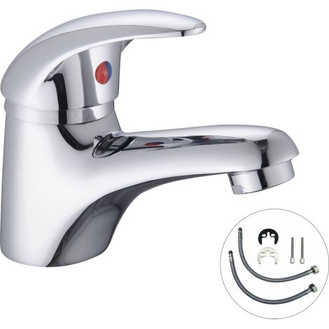 Cloakroom Basin Mixer Tap Chrome Basin Sink Mono Bathroom Faucet + Fixings (1/4)
