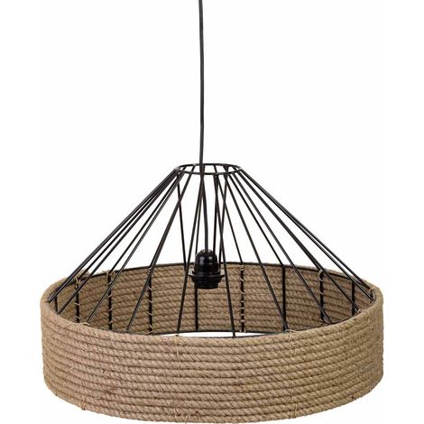 Lámpara de techo de cuerda y metal marrón 52x52x35h cm (1/5)