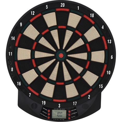 Bersaglio elettronico per freccette con 26 giochi principali e 185 varianti di gioco, bersaglio elettronico per freccette per 8 giocatori, 30 punte per freccette, display LCD, altoparlante, nero