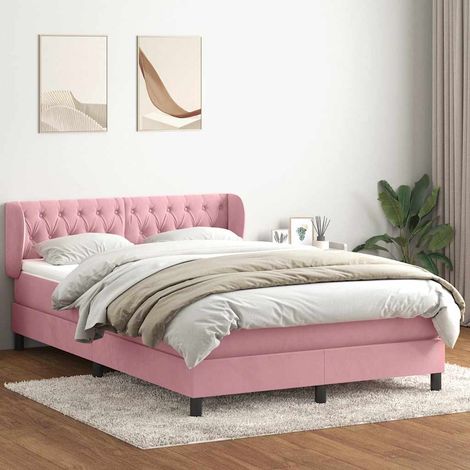 Boxspringbett mit Matratze Rosa 140x220 cm Samt