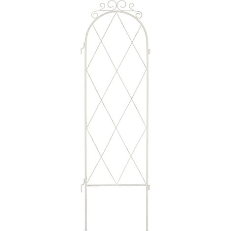 Lot de 3 tuteurs en acier blanc pour plantes grimpantes jardin design épuré 150 x 30 x 30 cm en métal blanc (1/5)