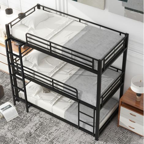 Letto a Castello 90x200 cm con Struttura in Metallo Nero (1/5)