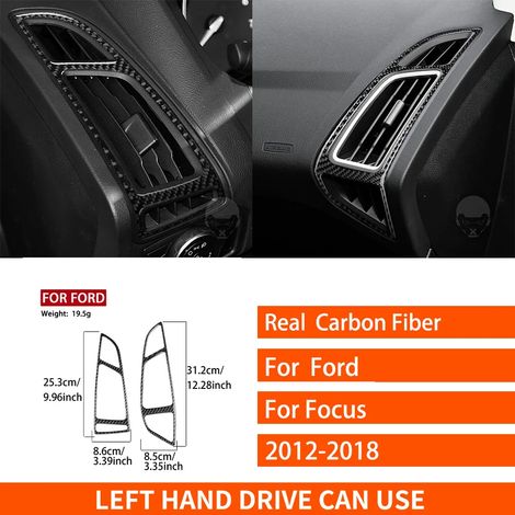 (14 LHD) Convient pour Ford Focus SE RS ST Ecoboost 2015-2018. Autocollants décoratifs en fibre de carbone véritable pour autoradio central, lecteur CD et panneau de porte. (1/4)