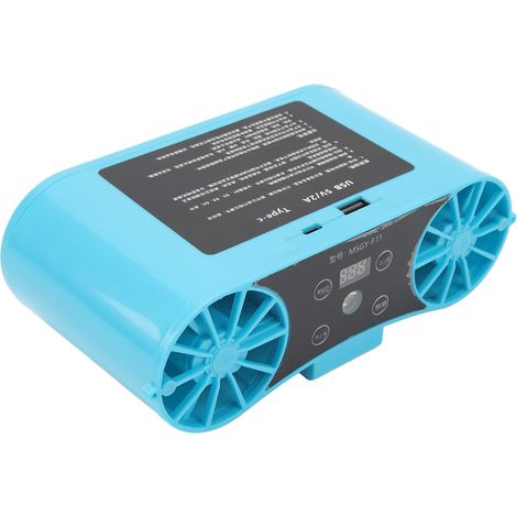 Mini-Hängeventilator, tragbarer Nackenventilator, tragbare Klimaanlage für den Außenbereich mit Kabel, blau, 15.000 mAh (1/5)