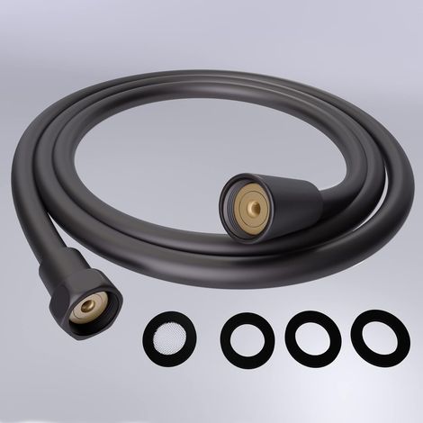 [JAMAIS UTILISÉ]Flexible de Douche Anti-torsion, Tuyau Douche 1.5M, Tuyau de Douche lisse PVC, Résistance Aux Hautes Températures Anticorrosion, Interface en laiton (Gris) (1/5)