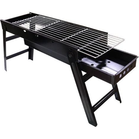 Parrilla barbacoa, Parrilla barbacoa portátil, Parrilla portátil plegable, Parrilla acero inoxidable, Plegable, Portátil, 602030 cm, Negra (1/5)