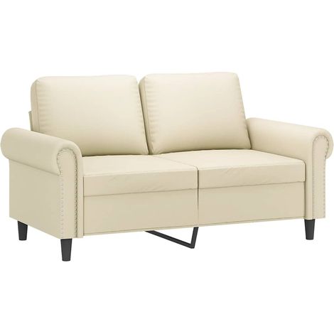 Canapé  Sofa à 2 places Crème 120 cm Similicuir