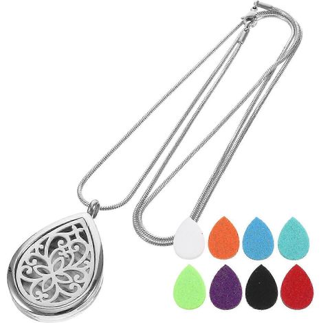 Collier d'aromathérapie, pendentif diffuseur de parfum aux huiles essentielles avec pierres de lave, bijou parfumé personnel pour femmes et hommes, 1 ensemble (1/5)