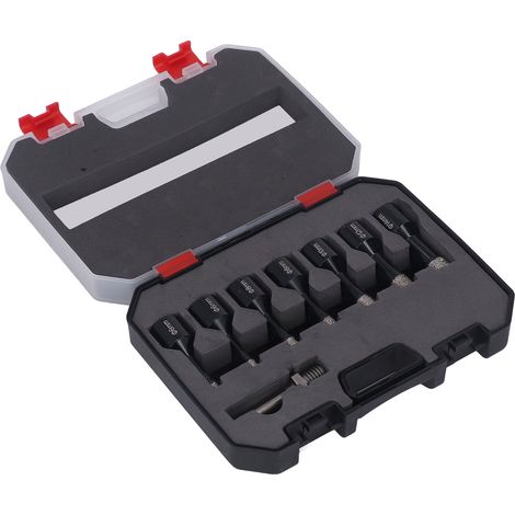 7-teiliges Set gelöteter Diamantbohrer und Lochsägen 6–14 mm M14 mit Stange für Keramik, Marmor und Granit, schwarz (1/5)
