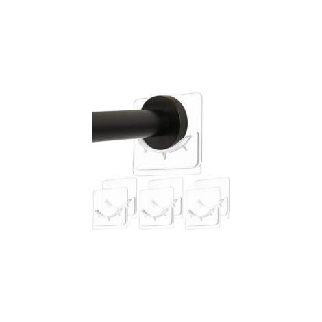 Supporto adesivo a parete per asta di tenda da doccia, non richiede foratura, trasparente (asta per tenda da doccia non inclusa). - Crezuo