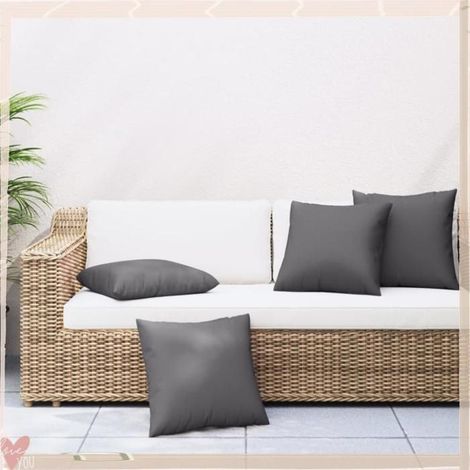 360403 Coussins de canapé lot de 4 anthracite 60x60 cm tissu (1/5)